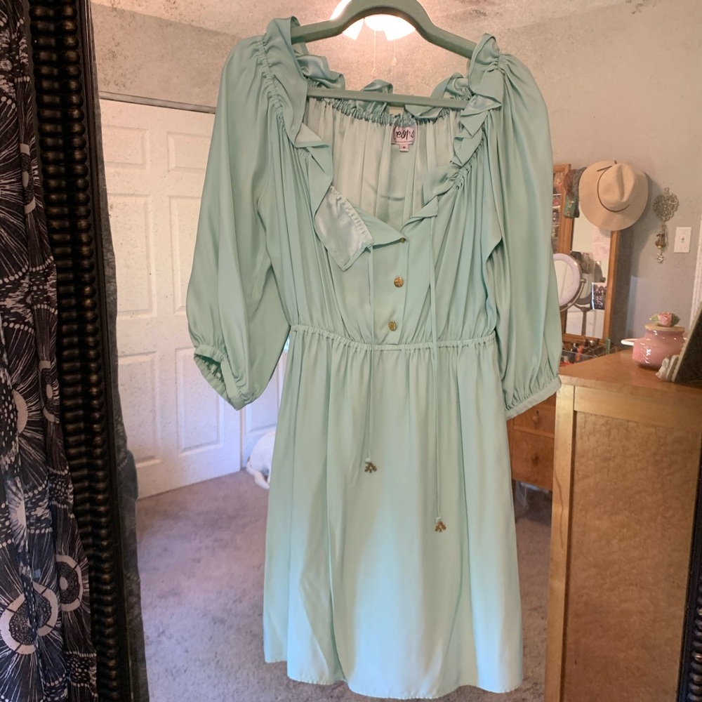 Silk Dress with Gold Detail